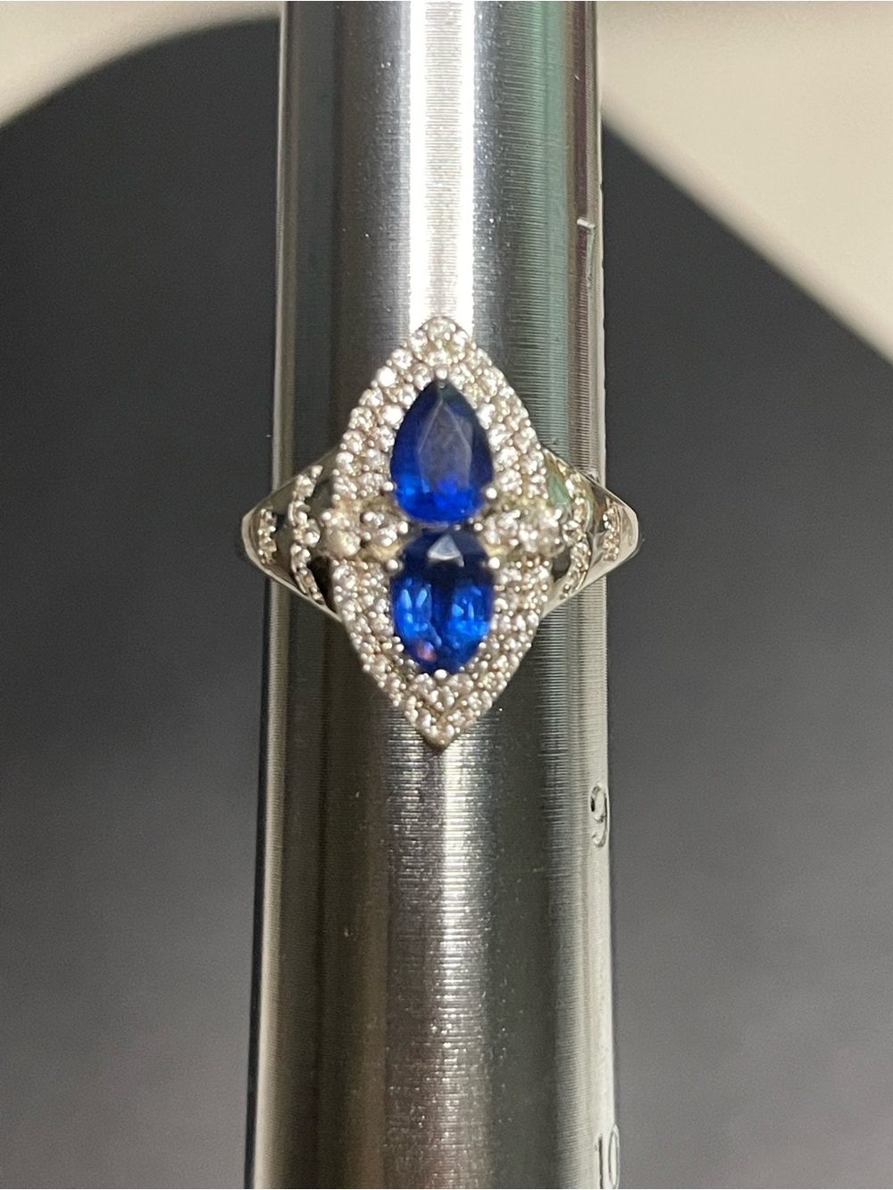 Sterling Silver Blue Sapphire Teardrop Ring